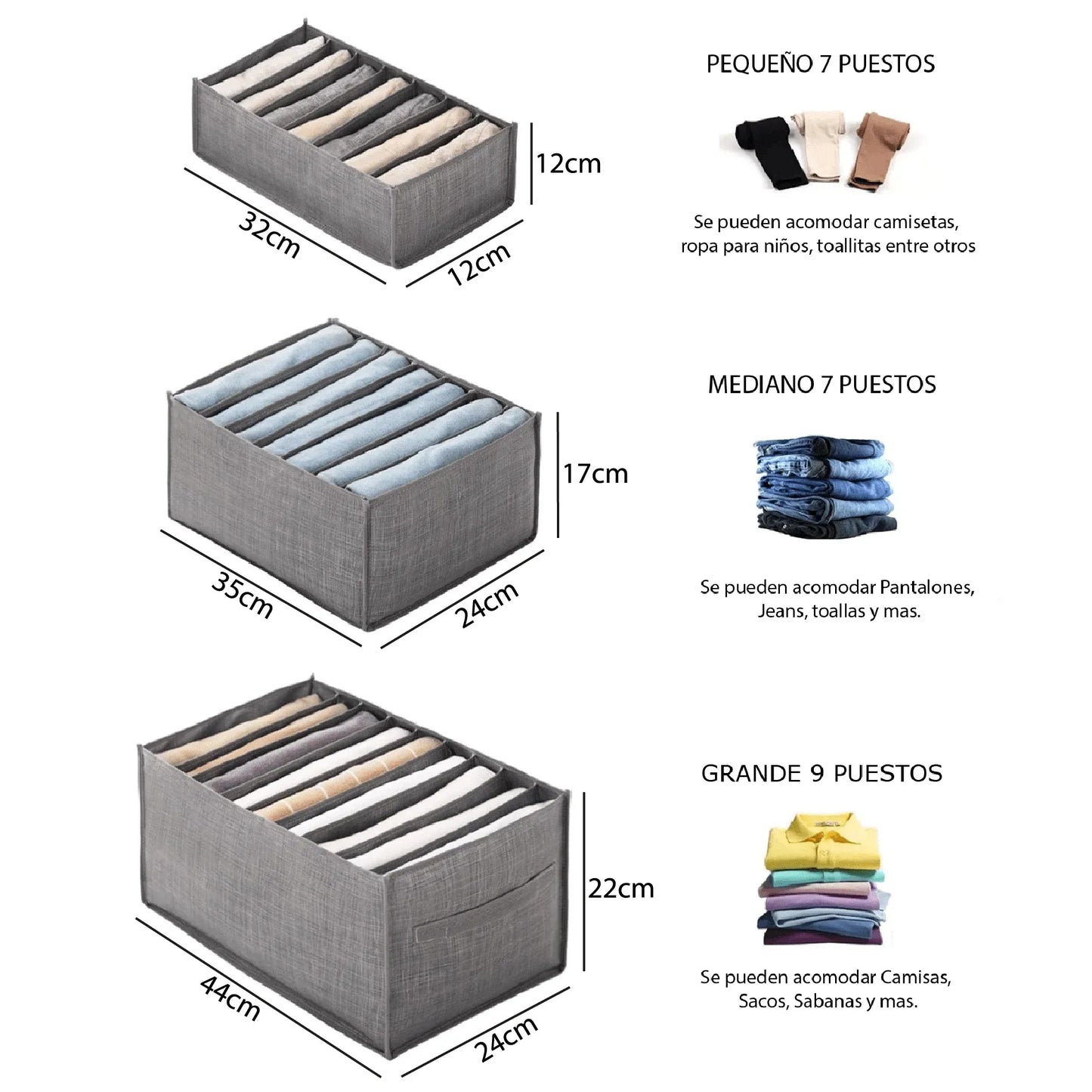 Organizador De Ropa 9 Divisiones Gris- Oferta 3X1